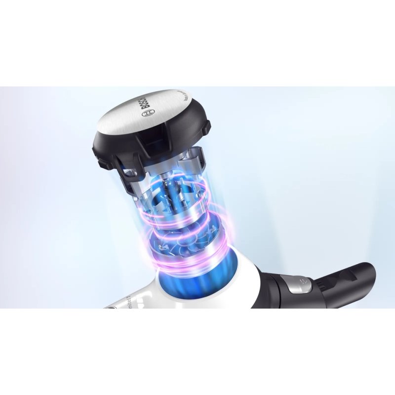 Bosch BSS715CARP aspirateur balai et balai électrique Batterie Sec Sans sac 0,3 L Noir, Argent, Blanc 5 Ah