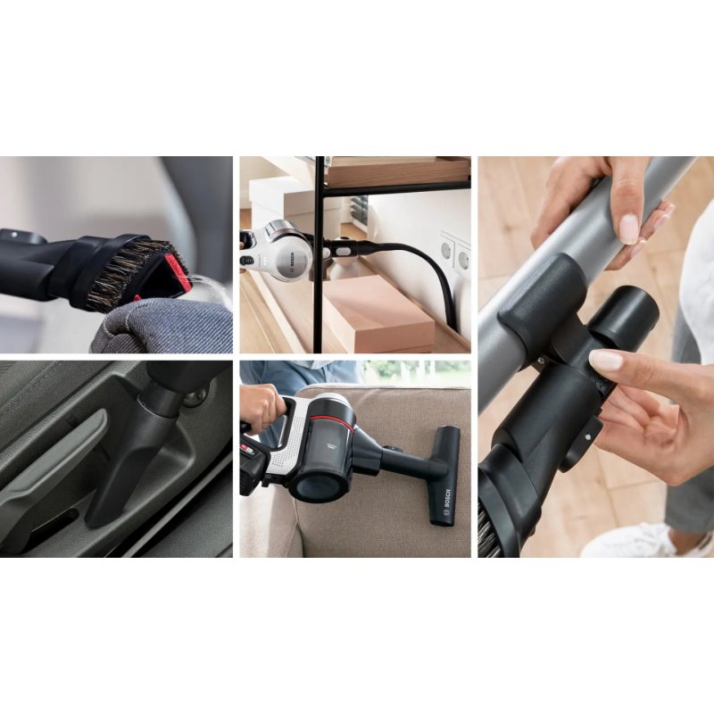 Bosch BSS715CARP stick vacuum/electric broom Battery Dry Bagless 0.3 L Black, Silver, White 5 Ah