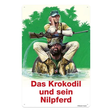 Bud Spencer & Terence Hill panneau métal Das Krokodil und sein Nilpferd 20 x 30 cm