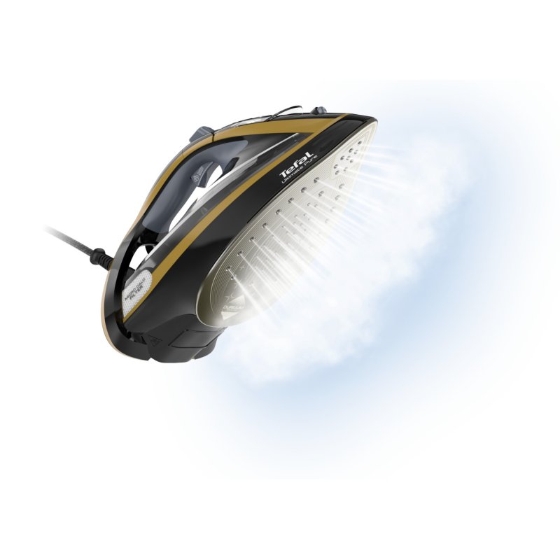 Tefal Ultimate Pure FV9847E0 iron Dry & Steam iron Durilium Airglide soleplate 3200 W Black, Gold