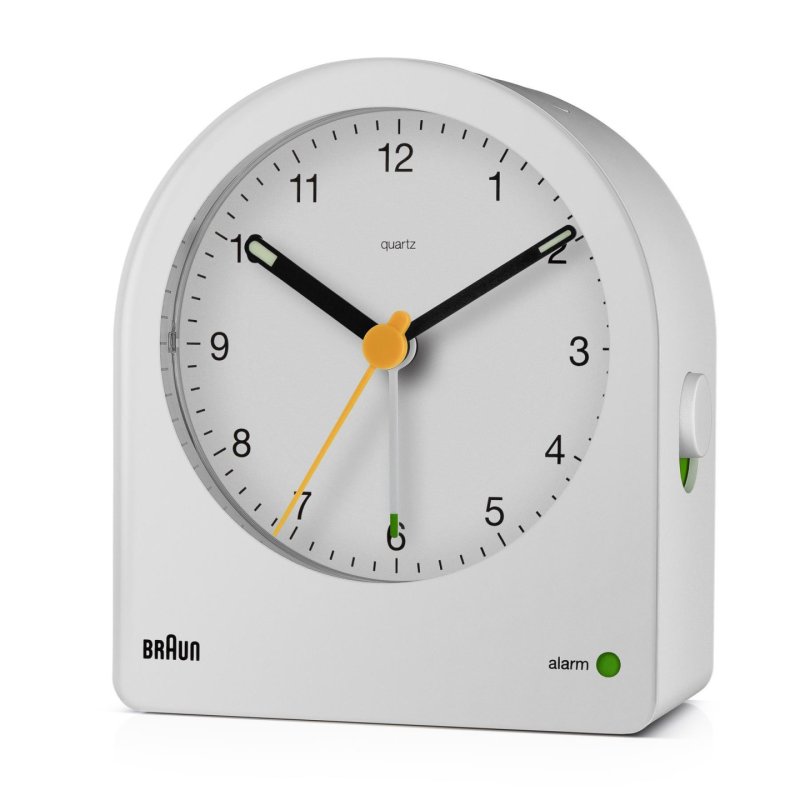 Braun BC22 Quartz alarm clock White, Yellow