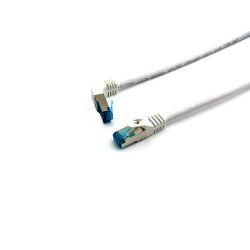 Equip Cat.6A S/FTP Patch Cable, Angled to Straight plug, 5.0m, White