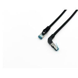 Equip Cat.6A S/FTP Patch Cable, Angled to Straight plug, 0.5m, Black