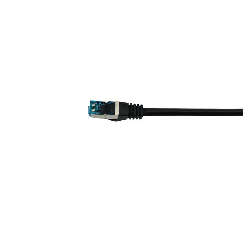Equip Cat.6A S/FTP Patch Cable, Angled to Straight plug, 1.0m, Black