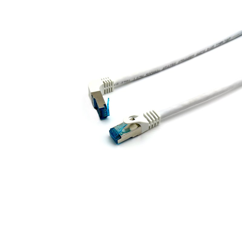 Equip Cat.6A S/FTP Patch Cable, Angled to Straight plug, 0.5m, White