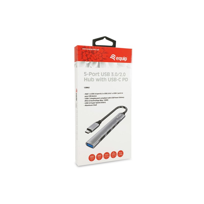 Equip Dock USB-C-1xUSB-C.1xUSB3.0.2xUSB2.0.100WPD 15cm si