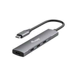Equip 128963 hub & concentrateur USB 3.2 Gen 1 (3.1 Gen 1) Type-C 5000 Mbit/s Noir, Argent