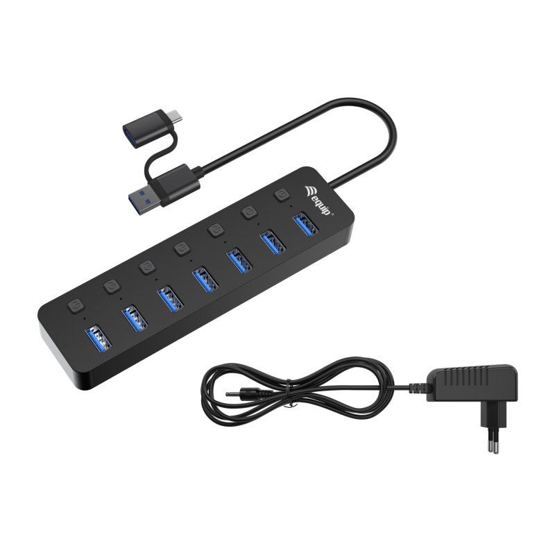 Equip 7-Port USB 3.2 Gen 1 Hub with Power Adapter