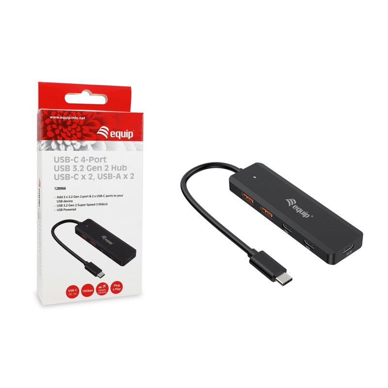 Equip USB-C 4-Port USB 3.2 Gen 2 (10Gbps) Hub, USB-C x 2, USB-A x 2