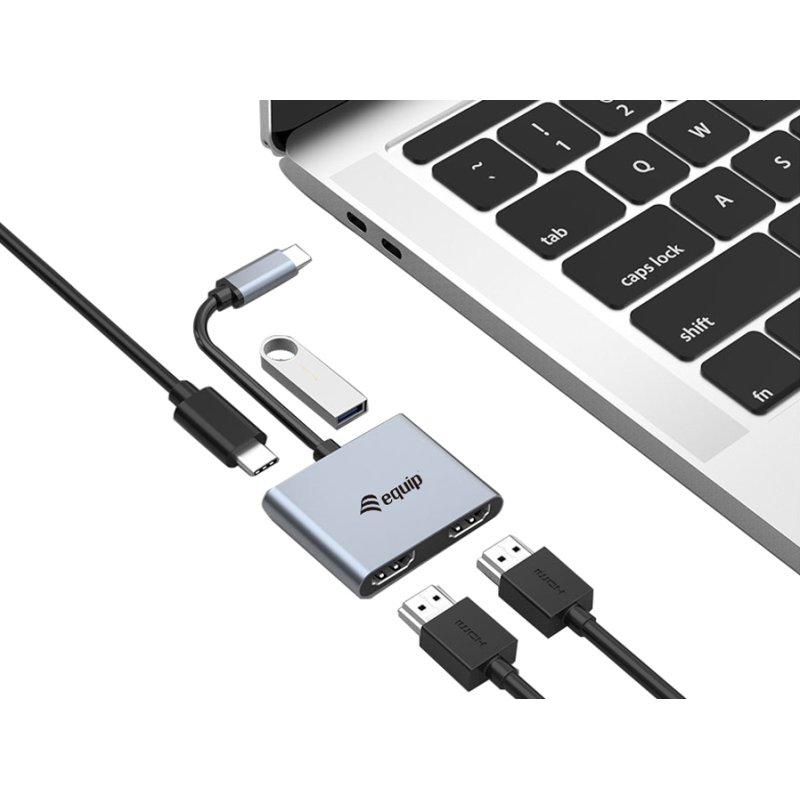 Equip Dock USB-C-2xHDMI.USB 3.0.100WPD 15cm si
