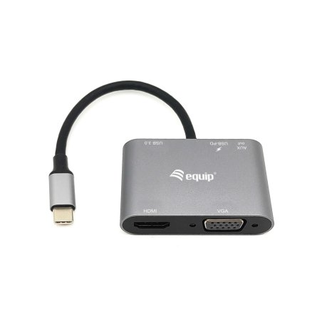 Equip Dock USB-C-HDMI.VGA.USB3.0.AUX.100WPD 15cm sw