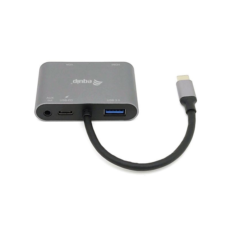 Equip Adaptateur multifonction USB-C 5 en 1, HDMI, VGA (HD15), PD 100W, USB3.0, AUX