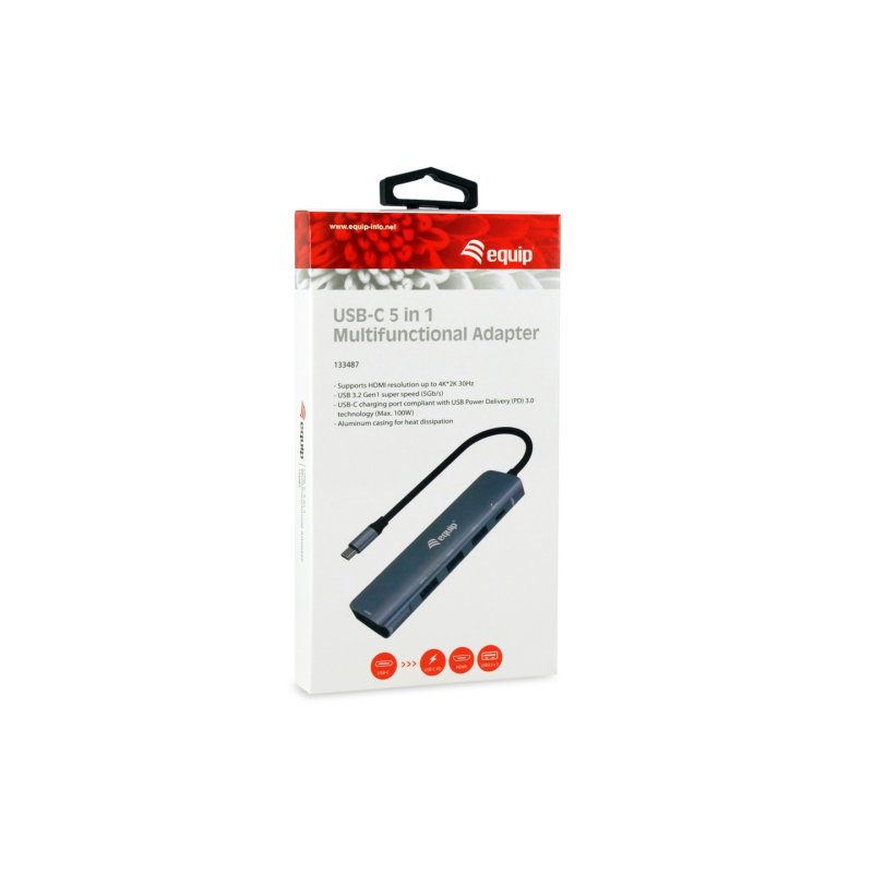 Equip Adaptateur multifonction USB-C 5 en 1, HDMI, USB 3.2 GEN1, 100W USB PD