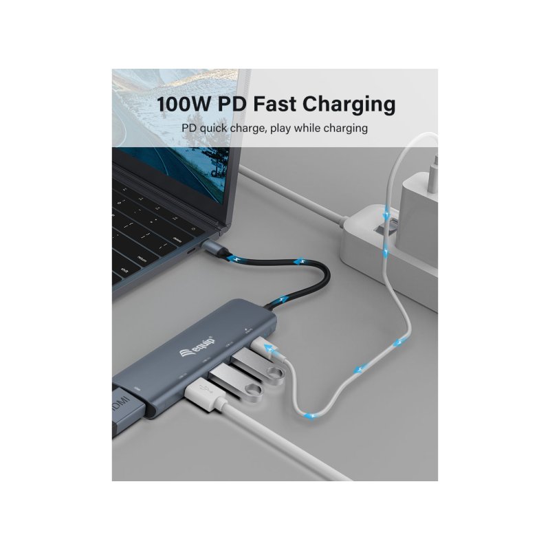 Equip Adaptateur multifonction USB-C 5 en 1, HDMI, USB 3.2 GEN1, 100W USB PD