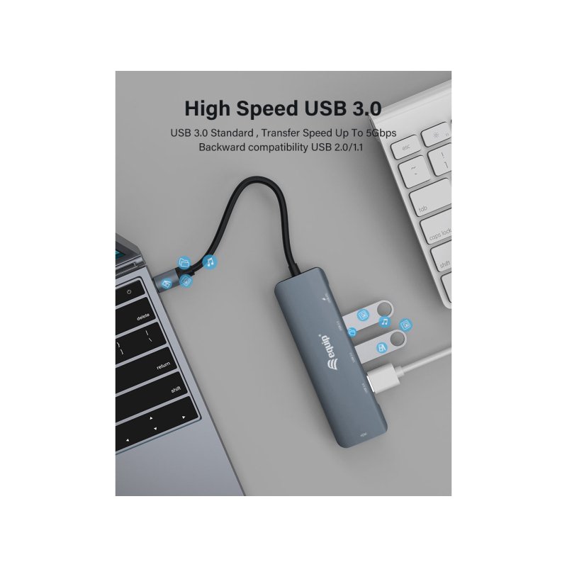 Equip Adaptateur multifonction USB-C 5 en 1, HDMI, USB 3.2 GEN1, 100W USB PD