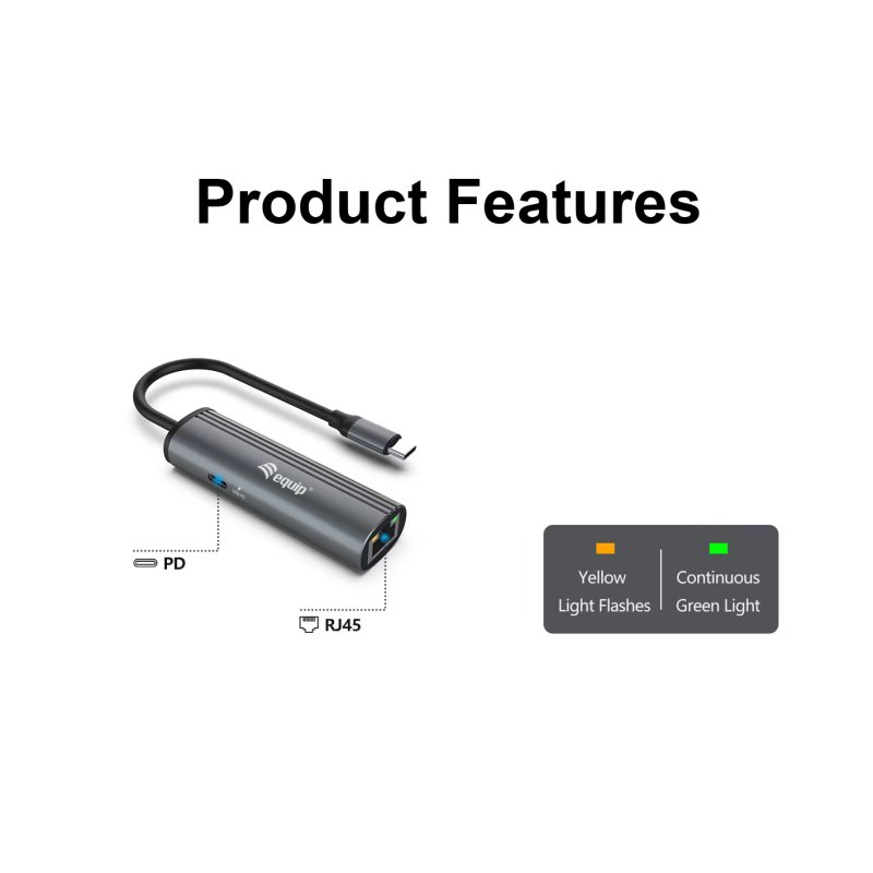 Equip Adaptateur USB-C vers réseau Gigabit RJ45 USB PD 100W