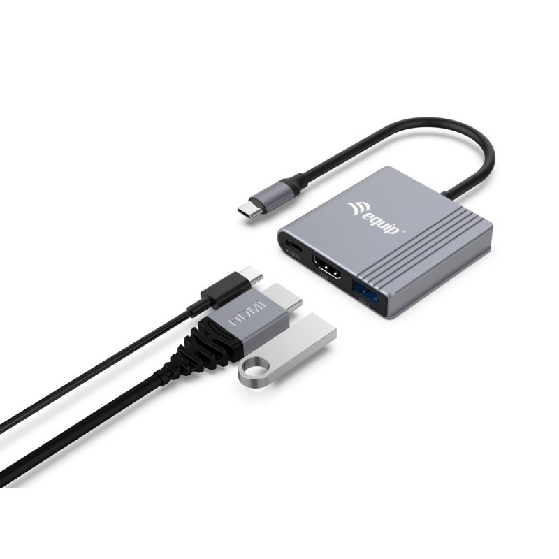 Equip Dock USB-C-HDMI.USB-A.100WPD 25cm gr