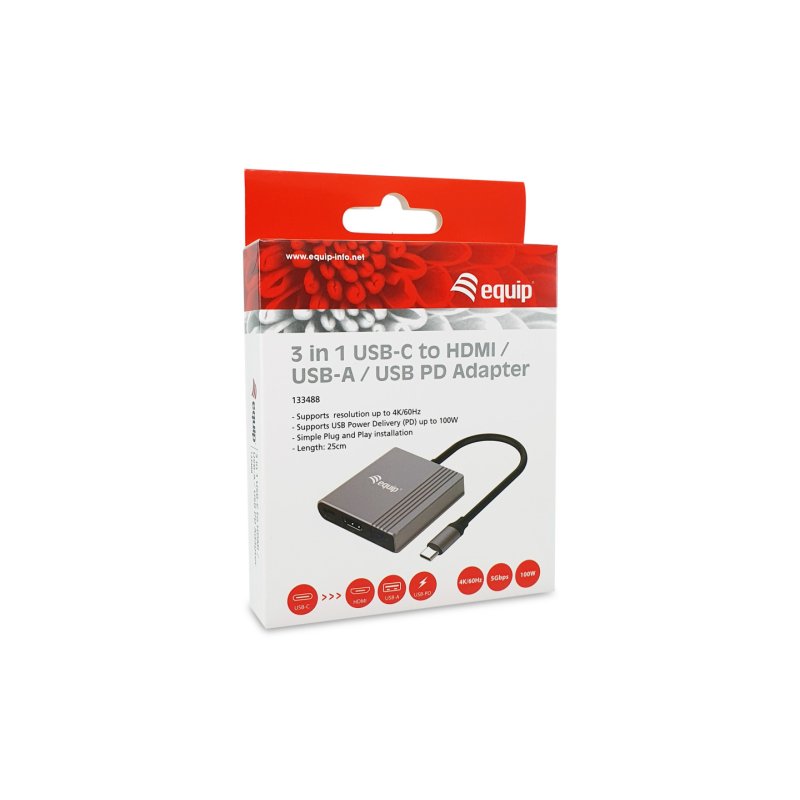 Equip 3 in 1 USB-C to HDMI / USB-A / USB PD Adapter
