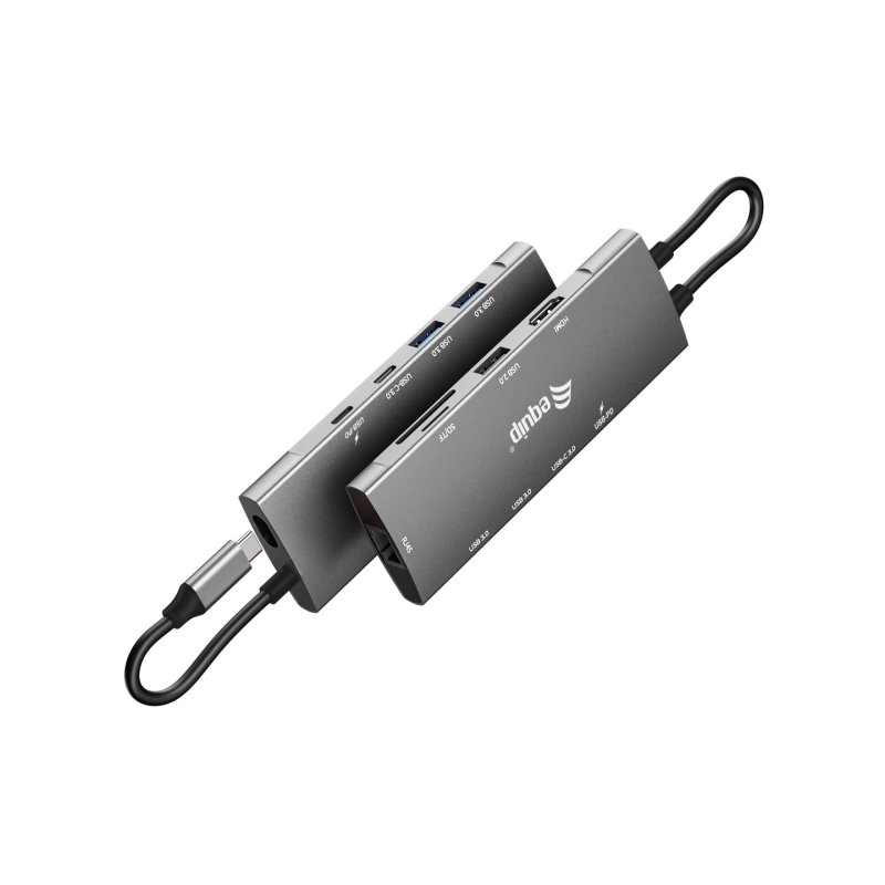 Equip Adaptateur multifonctionnel USB-C 9 en 1, HDMI 4K/60Hz, Gigabit LAN, USB 3.2 GEN1, SD/TF, 100W USB PD