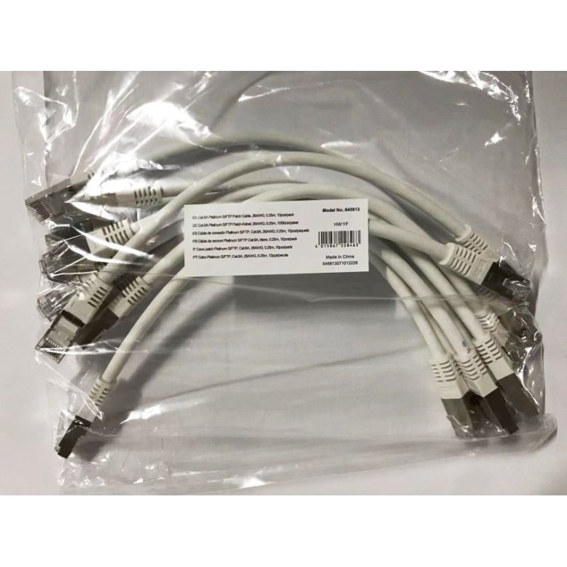 Equip Patchkabel Cat6A 10x/set S/FTP 2xRJ45 0.25m ws Plat.