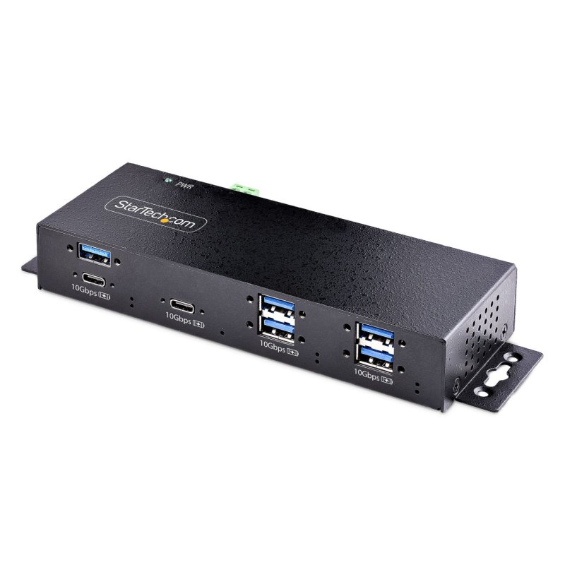StarTech.com Hub Industriel USB 10Gbps à 7 Ports avec Adaptateur d'Alimentation, Métal, Montable, 5 Ports USB-A et 2