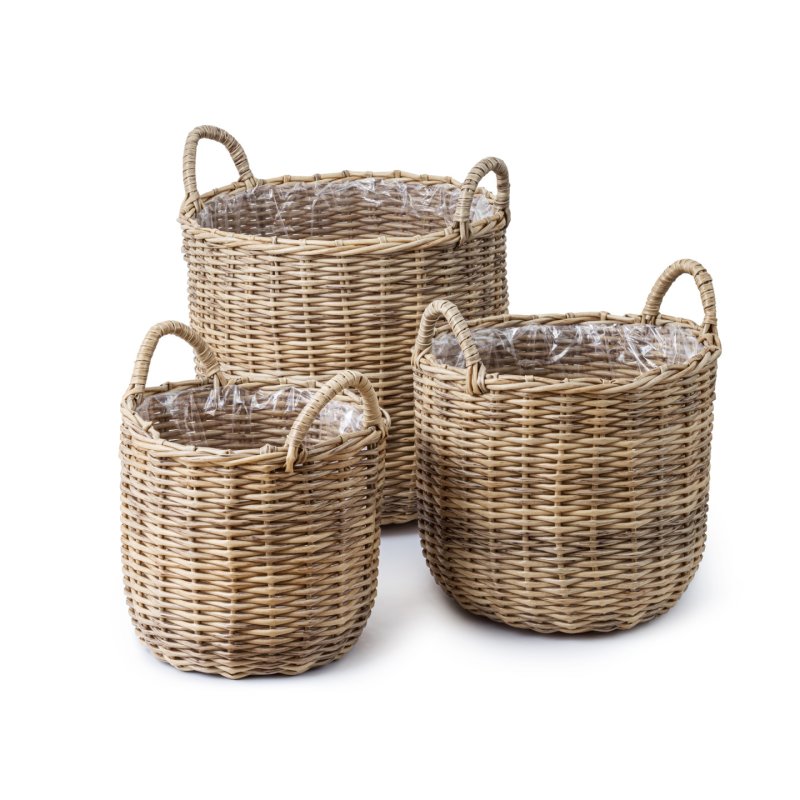 Scandinavian Collection - Rattan Planter Baskets - Natural - Set of 3