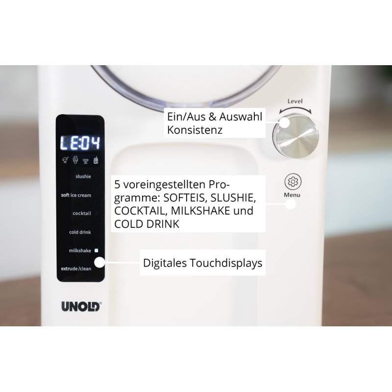 2-in-1 Slush- & Softeismaschine SOFIE (weiß, für 1.500ml Slush oder Softeis, 150 Watt Kompressor)