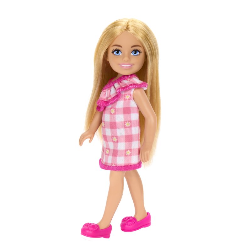 Barbie - Chelsea Doll, Small Doll - Checked Dress With Blonde Hair & Blue Eyes (HXM95)