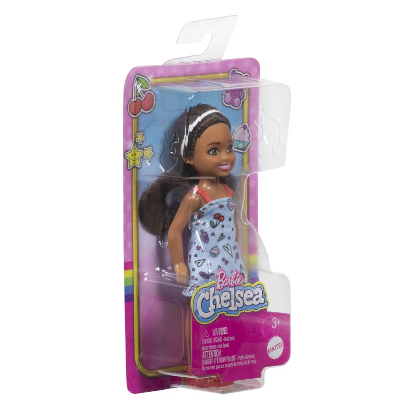 Barbie - Chelsea Doll, Small Doll - Blue Dress With Brown Hair & Green Eyes (HXM97)
