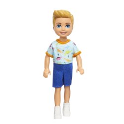 Barbie - Chelsea Doll, Small Boy Doll - Dino Print, Blond Hair & Blue Eyes (HXM98)