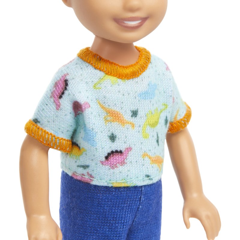 Barbie - Chelsea Doll, Small Boy Doll - Dino Print, Blond Hair & Blue Eyes (HXM98)