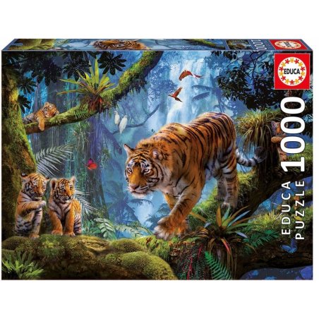 Puzzle Educa compatible - Tigres sur l'arbre (1000 pièces)