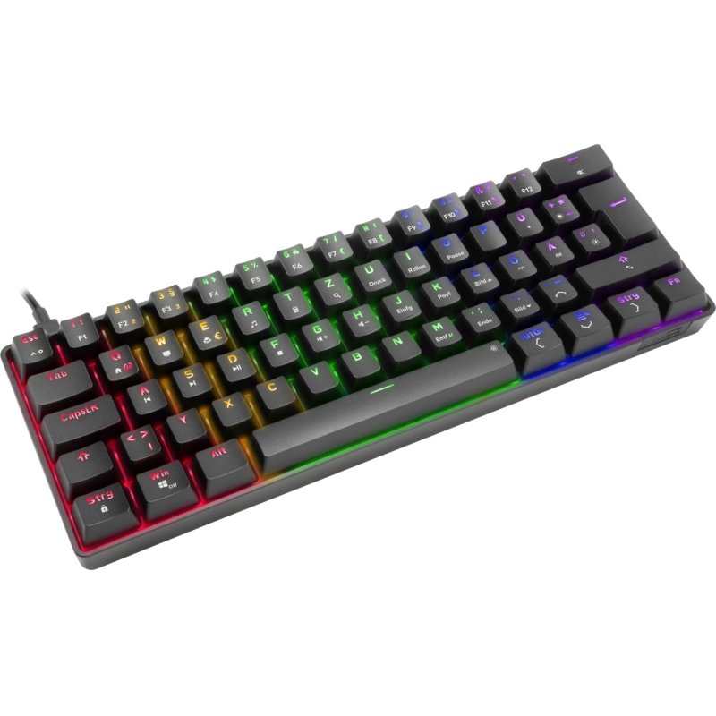 Speedlink ATMOS RGB Regenbogen Mechanische 60% Gaming Tastatur mit braunen Schaltern, schwarz