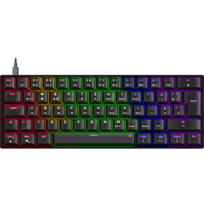 Speedlink ATMOS RGB Regenbogen Mechanische 60% Gaming Tastatur mit braunen Schaltern, schwarz