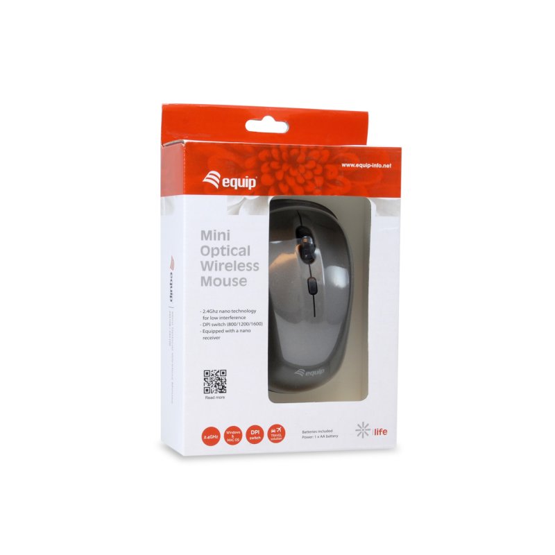 Equip Optische Maus kabellos USB Mini R L grau