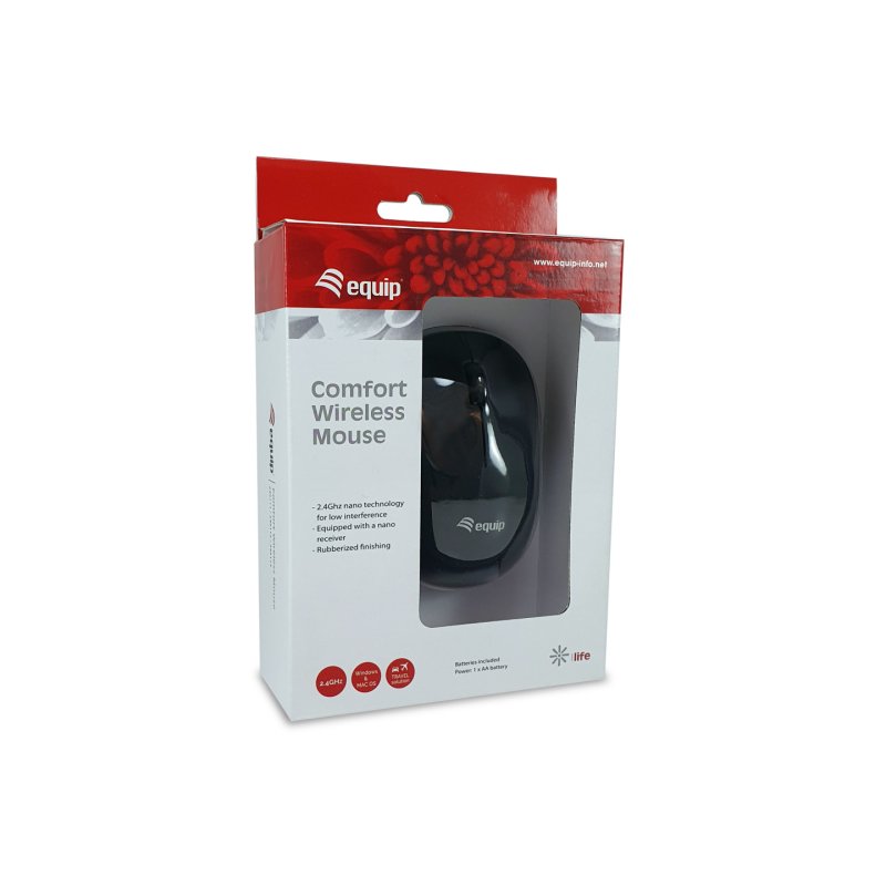 Equip Optische Maus kabellos USB Komfort R L schwarz