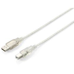 Equip USB 2.0 Type A to Type B Cable, 1.0m , Transparent silver