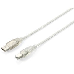 Equip USB Kabel 2.0 A-B St/St 1.80m transparent Polybeutel