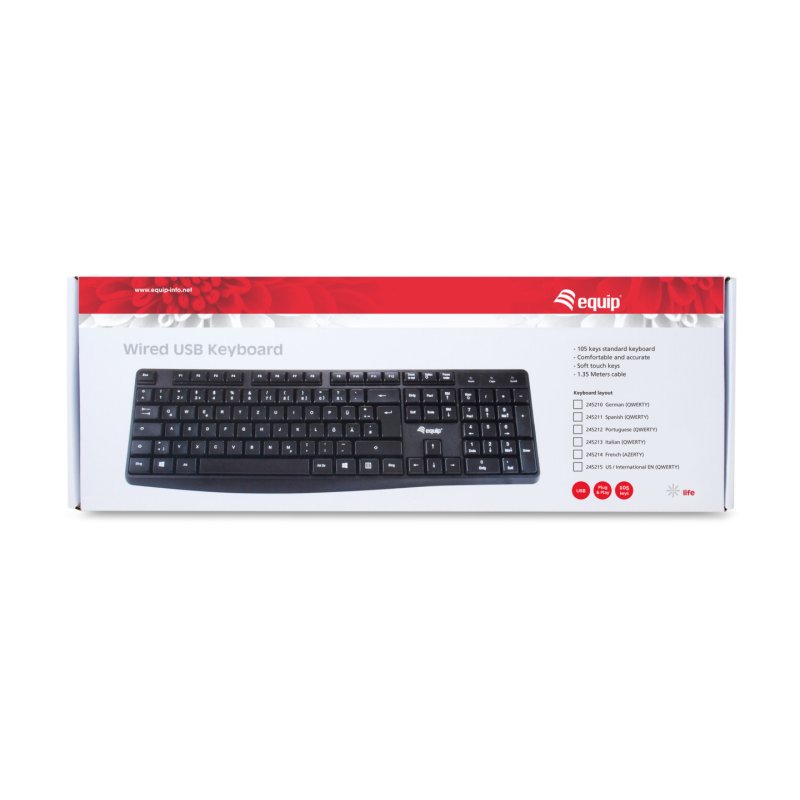 Equip 245213 keyboard Office USB QWERTY Italian Black