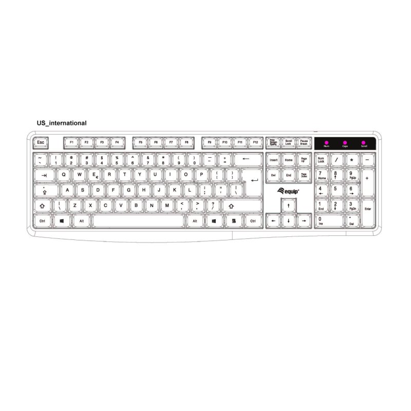 Equip 245215 clavier Bureau USB QWERTY Anglais américain Noir