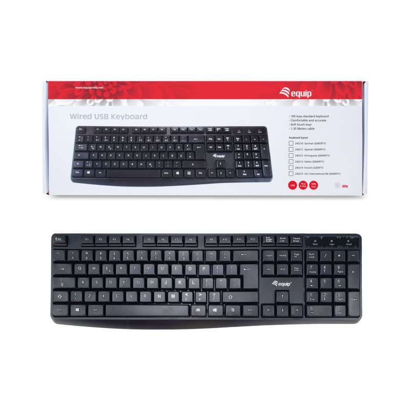 Equip Kabelgebundene USB Keyboard schwarz.US Layout