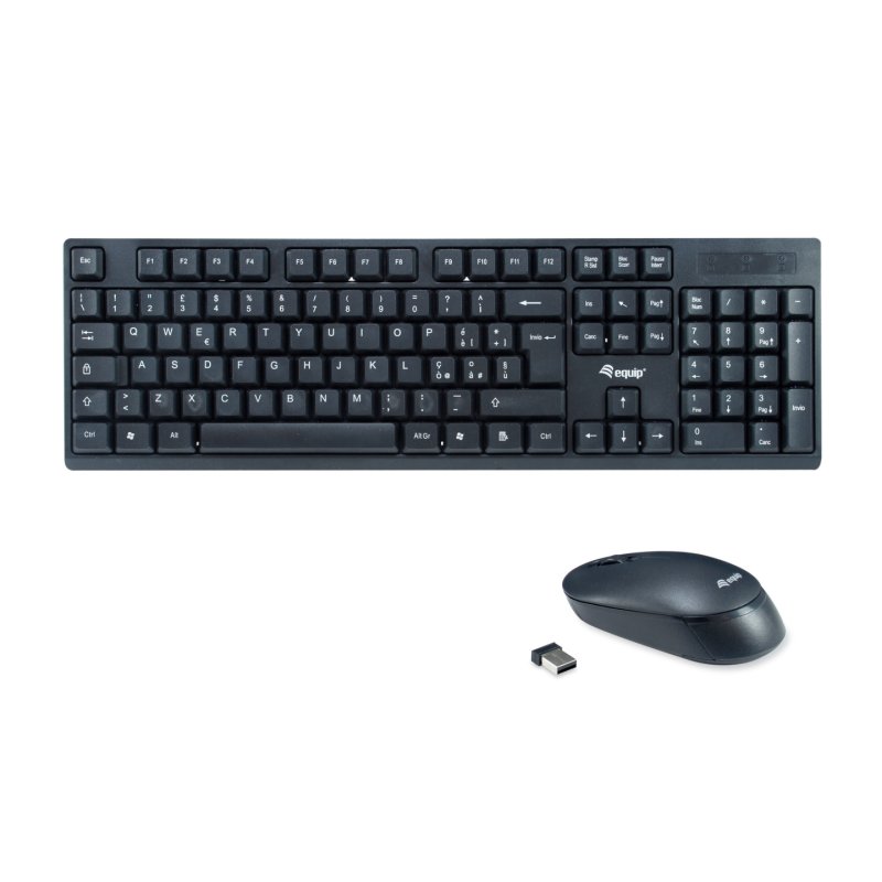 Equip 245223 clavier Souris incluse Bureau RF sans fil QWERTY Italien Noir