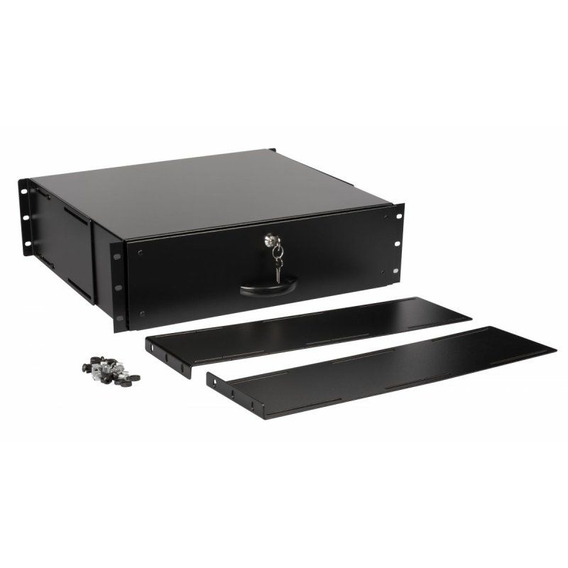 Equip Lockable Drawer 19', 3U, RAL9005 Black