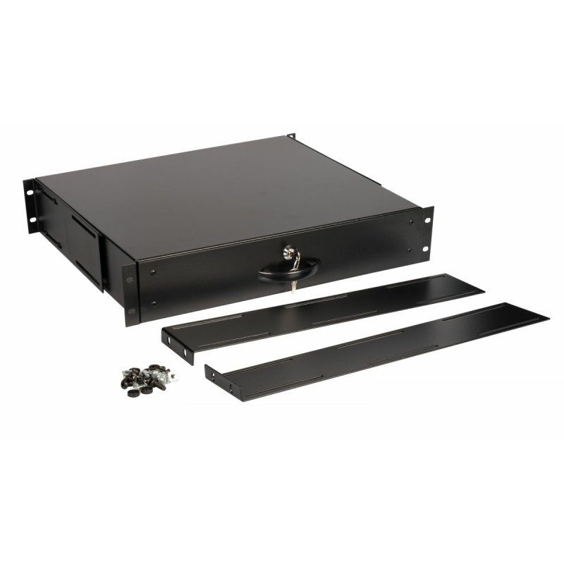 Equip Lockable Drawer 19', 2U, RAL9005 Black
