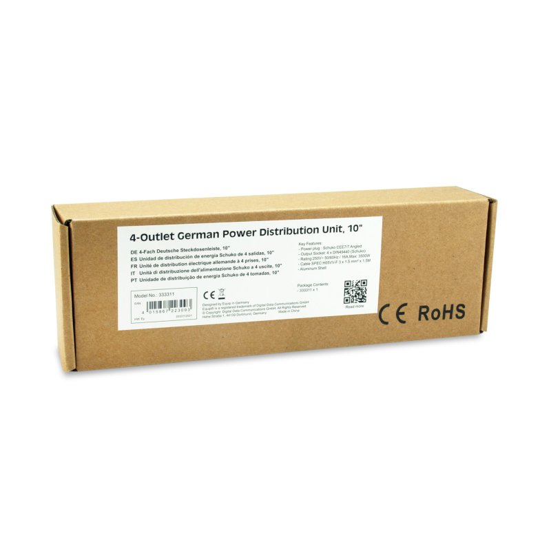 Equip Steckdosenleiste 10"(1HE)4fach Schuko.CEE 1.5m.Kabl.si