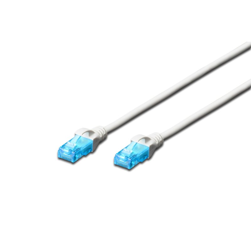 DIGITUS Patchkabel RJ45 U/UTP Cat5e 3.00m weiß Hebelschutz Polybeutel