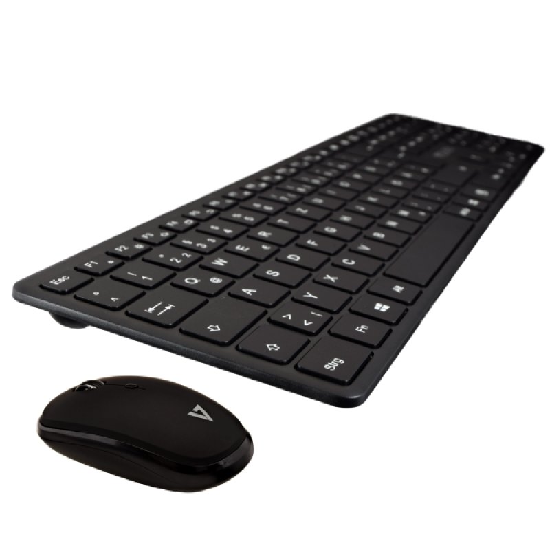 V7 CKW550DEBT clavier Souris incluse Universel RF sans fil Bluetooth QWERTZ Allemand Noir