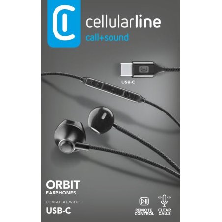 Cellularline USB-C Kopfhrer mit Mikrofon Schwarz