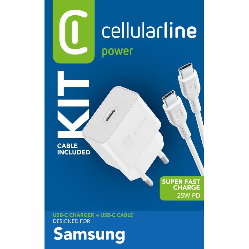 Cellularline USB-C Charger Kit fr Samsung 25W White