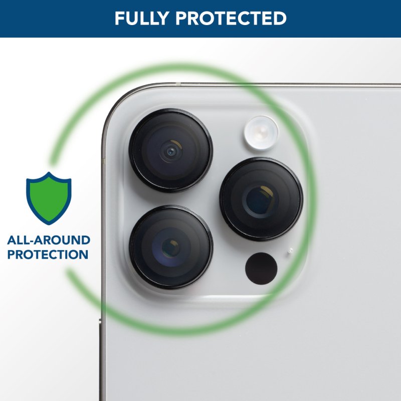 Cellularline Camera Lens Ring - iPhone 16 Pro / 16 Pro Max Tempered glass for camera protection